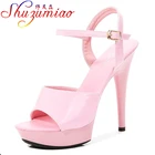 Сандалии женские на платформе и высоком каблуке, пикантные цветные босоножки с тонким носком, модная обувь с рыбьим носком, красные, большие размеры