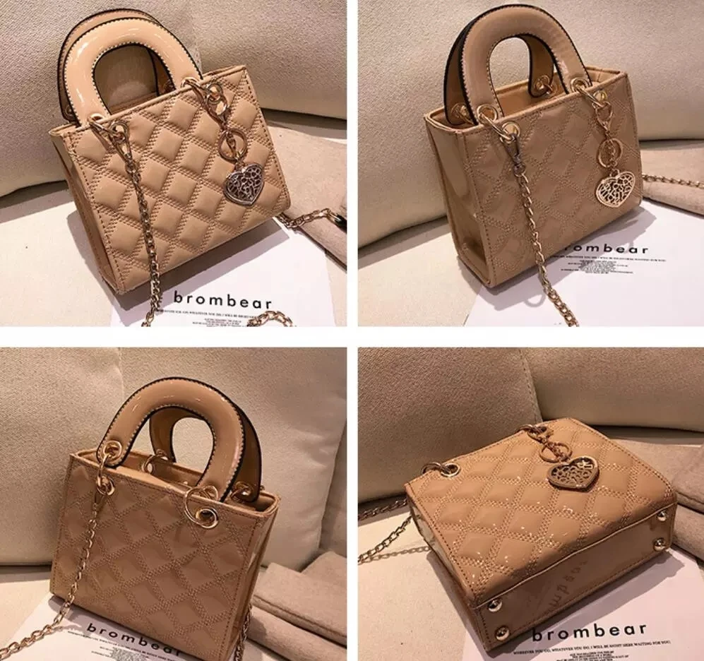 

Luxury Brand Tote Bag 2021 Fashion New High Quality Patent Leather Women's Designer Handbag Lingge Chain Shoulder Messenger Bag