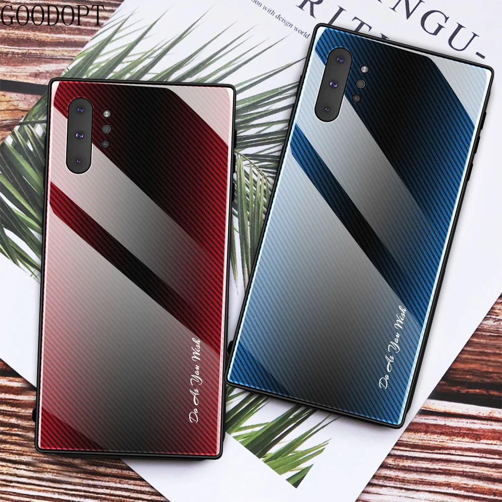 Чехол из закаленного стекла для телефона samsung Note 10 Plus 9 8 чехол градиентного TPU Edge