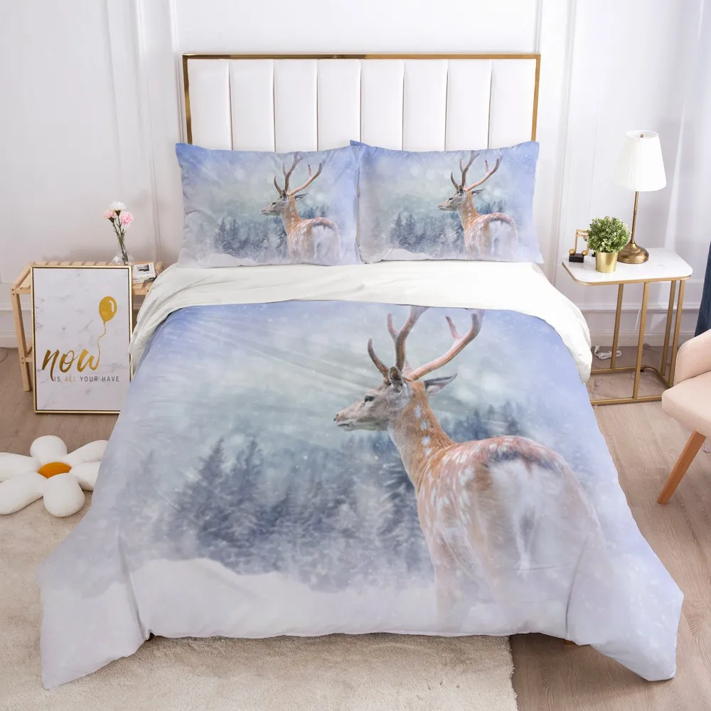 3D комплекты постельного белья с рисунком лося животных одеяло Стёганое крышка