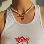 Ожерелье-чокер женское, с жемчужной подвеской в форме сердца
