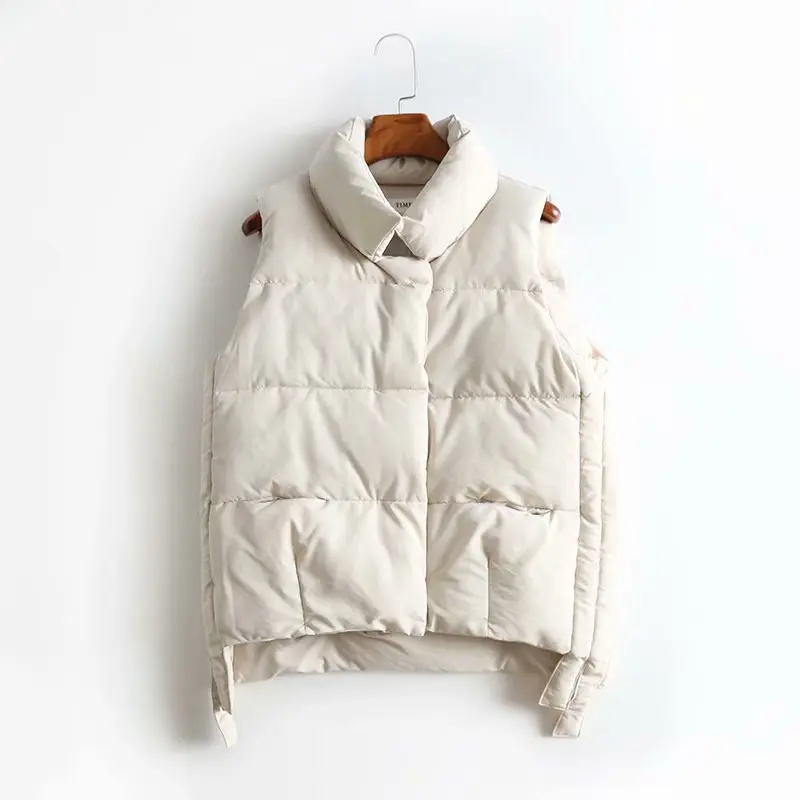 white AOEMQ, хлопковое пальто, верхняя одежда, зимний жилет, толстая секция, сохраняющая тепло, жилет, пальто с отложным воротником, однотонное пальто для холодного сезона, женская одежда - Цвет: white