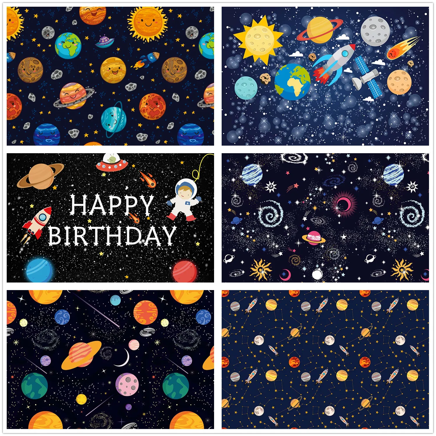 

Фон для фотосъемки Космос Вселенная планеты астронавт Мальчики Детский День Рождения Вечеринка десерт стол Декор фото фон