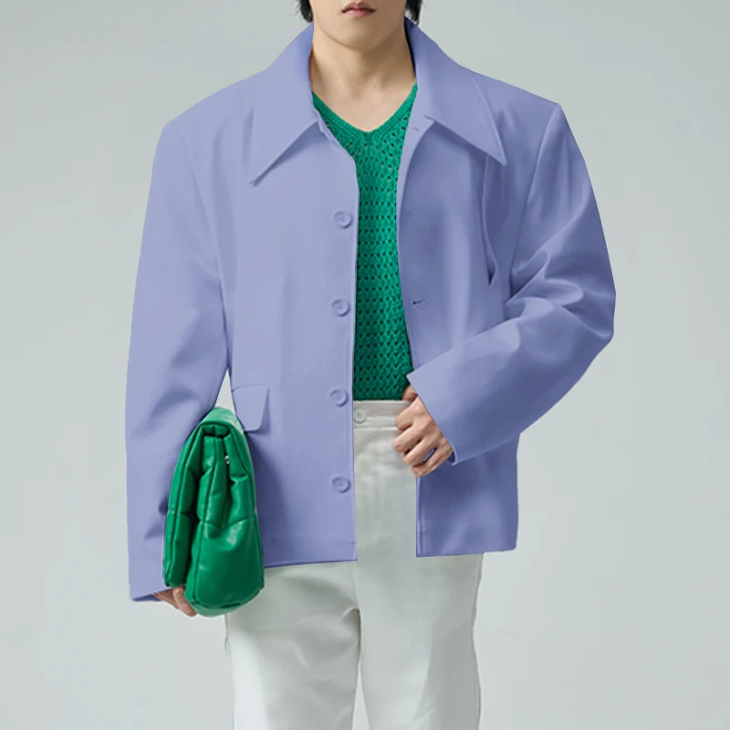 

INCERUN New Men Party Nightclub Blazers Long Sleeve Solid Comeforable Buttons Jackets Coats Pointed Collar Texture Jackets S-5XL