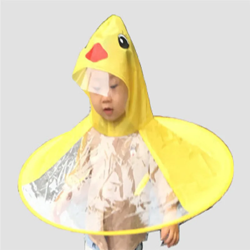 Детский дождевик с мультяшным рисунком складная шапка от дождя утиный дождь