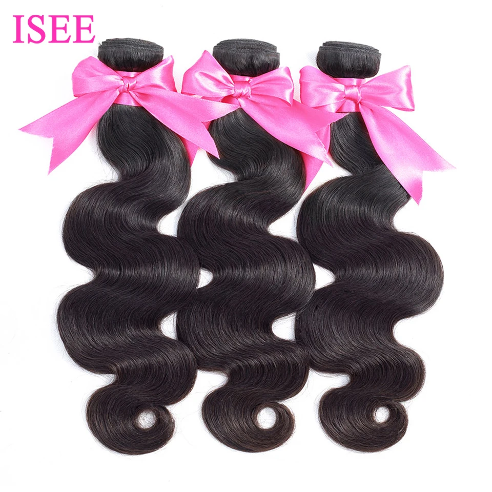 

ISEE HAIR Peruvian Body Wave Human Hair Bundles 100% Remy Hair Extension Natural Color Can Buy 1/ 3/ 4 Bundles Thick Hair Weaves