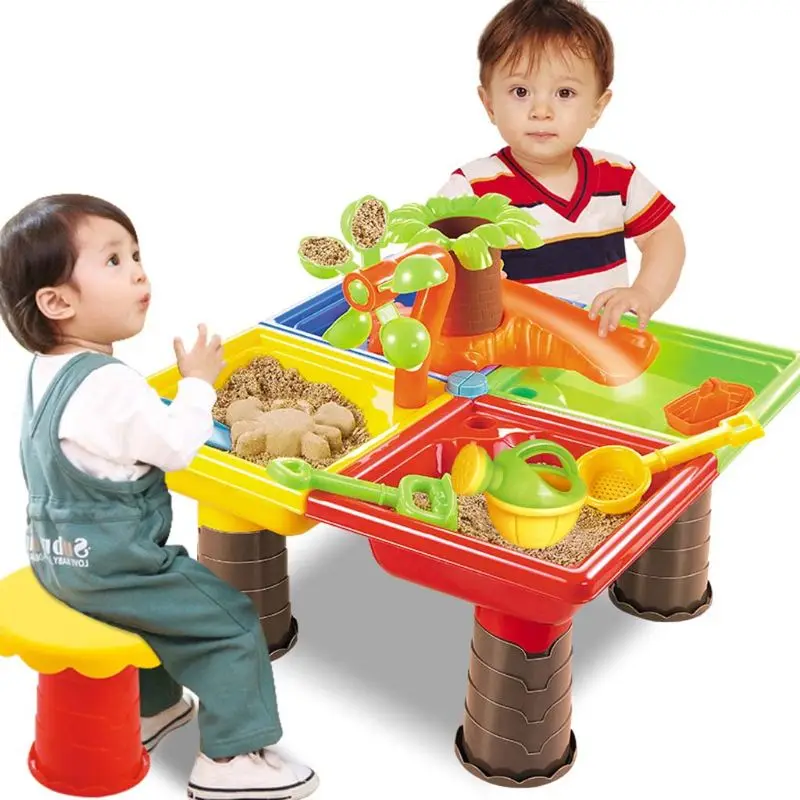 

Kids Sand and Water Play Table Garden Sandpit Play Set Outdoor Seaside Beach Toy for Children