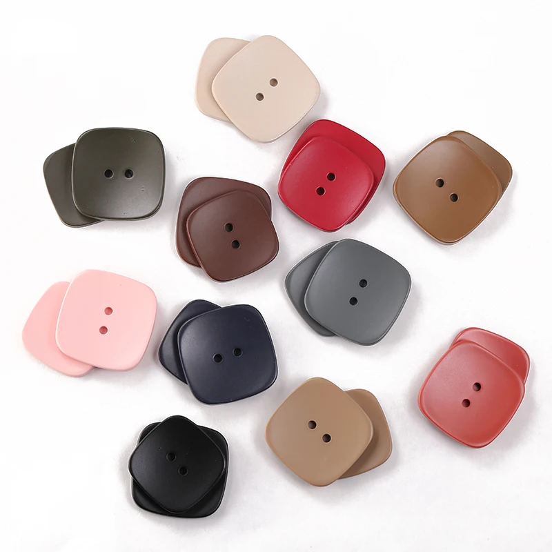 6pcs 2 Holes Square Buttons For Clothing Coat Craft Plastic Sewing Resin Button Baby kids Suit Garments 20mm 25mm Needlework JOD