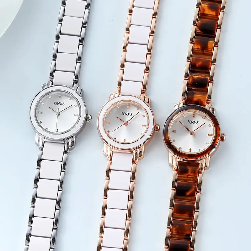 

Women's Semi-Ceramic Bracelet Watch Korean Style Fashion Simple Trend Quartz Watch Exquisite Student Children