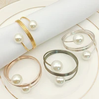 new pearl napkin bucklegold silver hoop hotel party table decoration napkin rings napkin circle for christmas wedding party