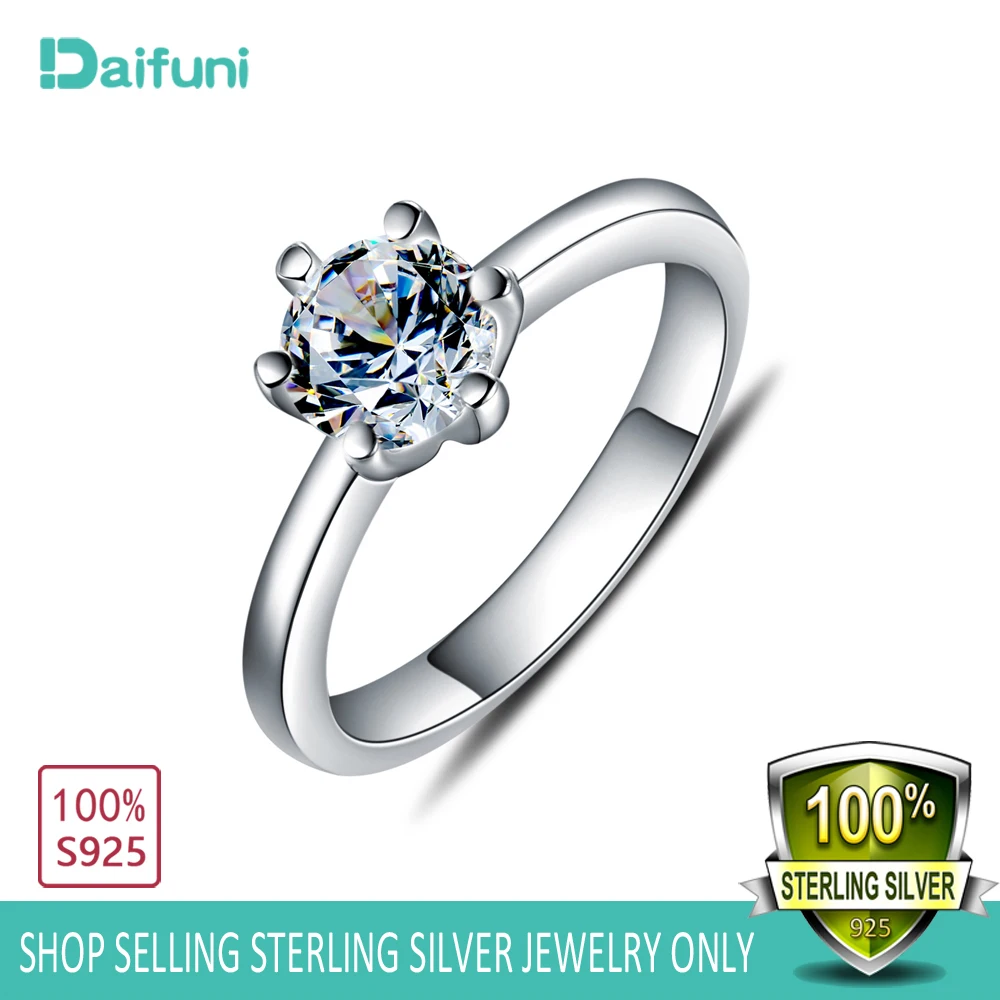 Классическое кольцо с шестью коготками из стерлингового серебра 925 пробы