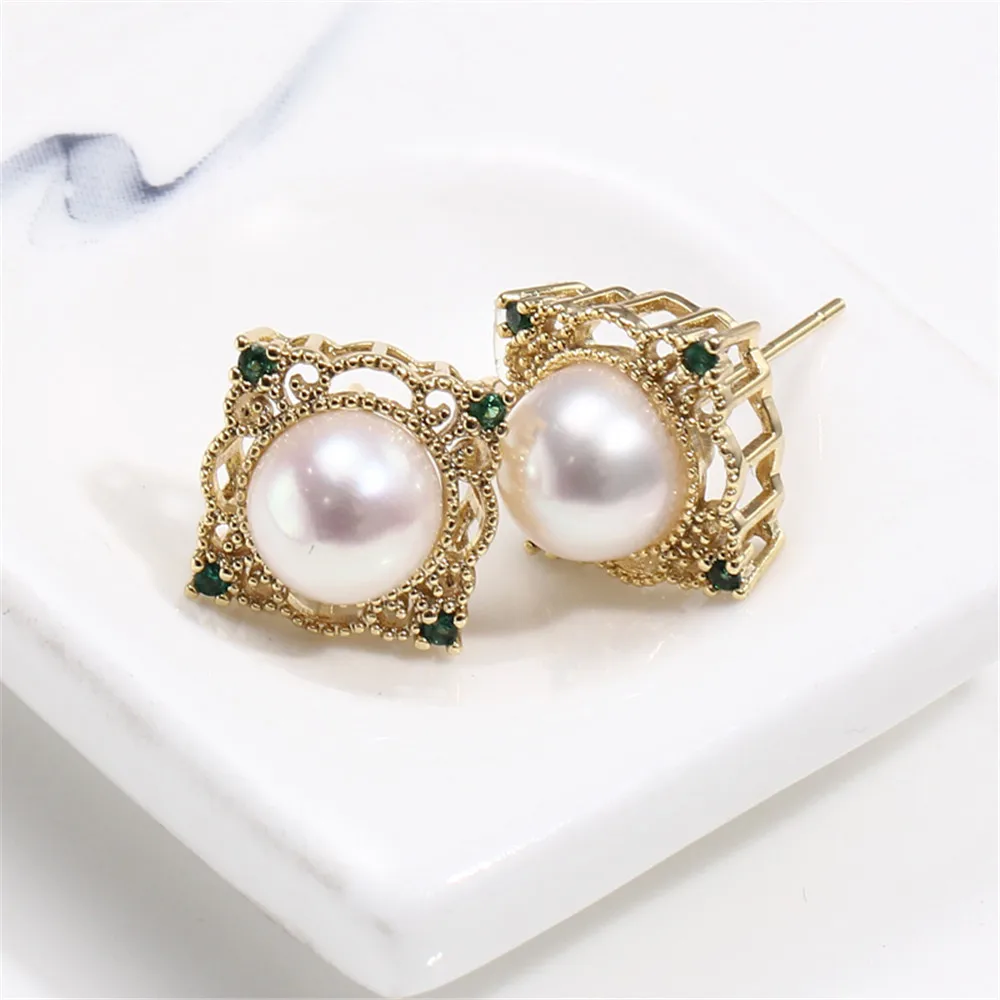 

Серьга-гвоздик из серебра 925 пробы с зеленым цирконием и медным покрытием