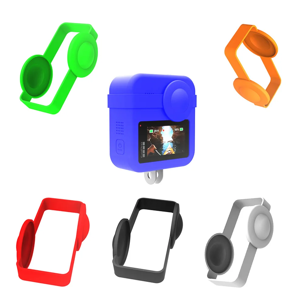Для GoPro MAX двойные крышки объектива чехол + Корпус мягкая резиновая рамка