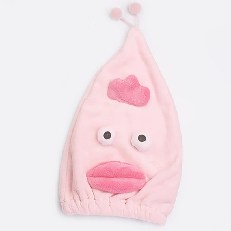 Pink Милая мультяшная шапочка для душа из микрофибры, тюрбан для волос, шапка для быстрой сушки волос, обернутое полотенце, шапочка для ванной - Цвет: Pink