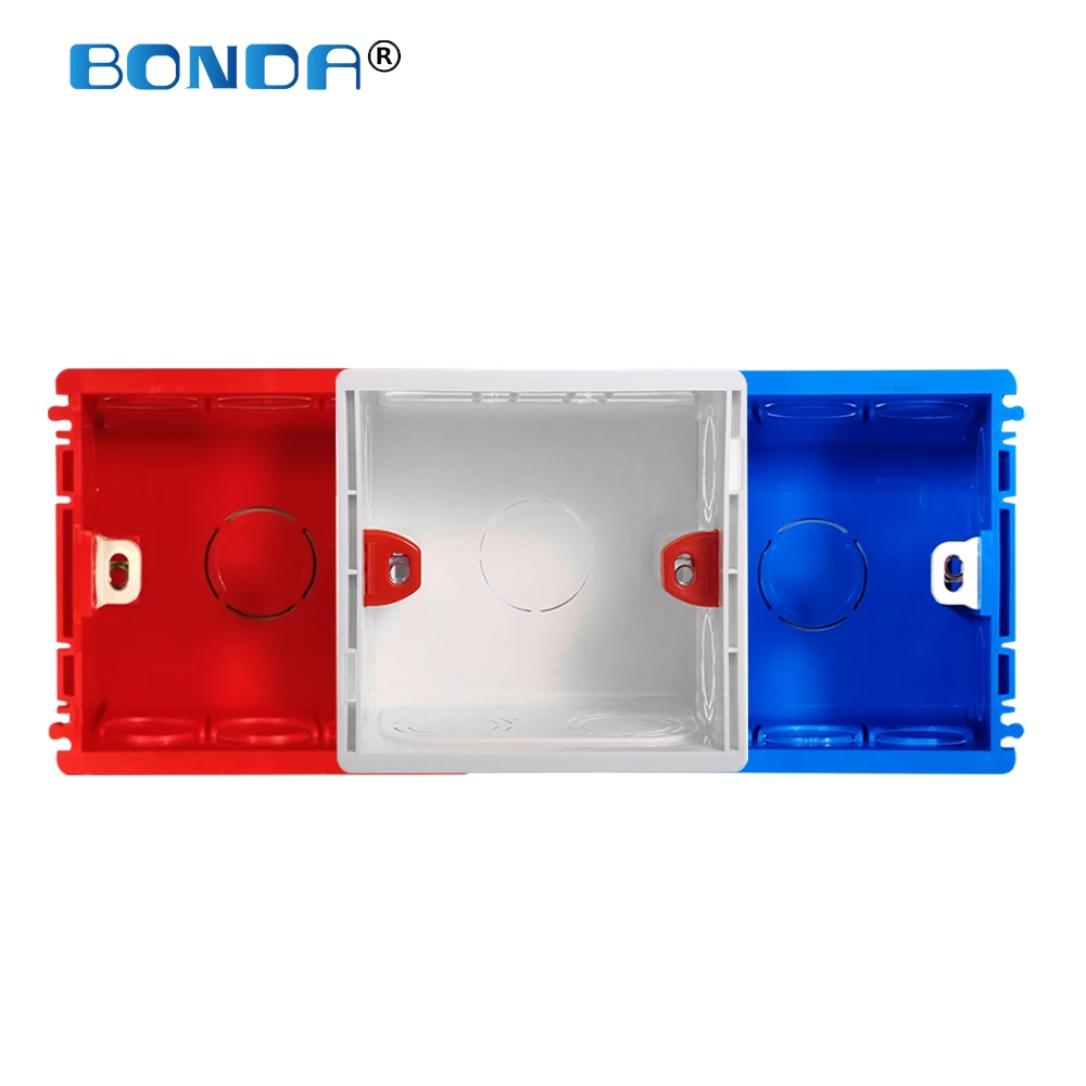 Регулируемая Монтажная коробка для розеток 86*83*49 мм стандарт ЕС белый красный