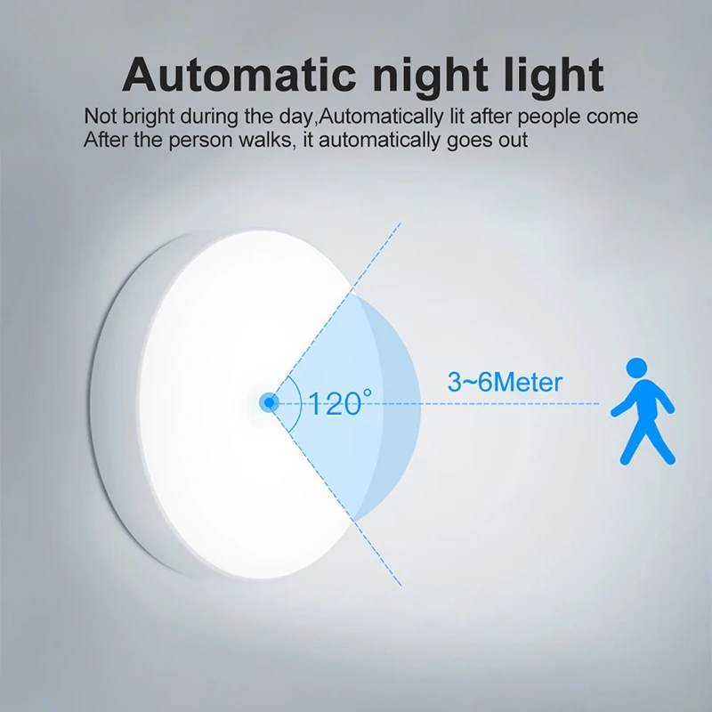 

6 LEDs PIR Motion Sensor Night Light Auto On/Off for Bedroom Stairs Cabinet Wardrobe Wireless USB Rechargeable Wall Lamp