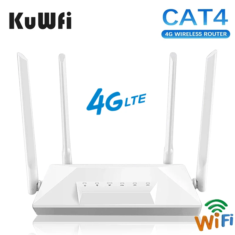 

4G LTE Router Unlocked CAT4 Wireless CPE Router Mobile Hotspot RJ45 LAN Port Modem with SIM Card Slot 150Mbps 4 External Antenna