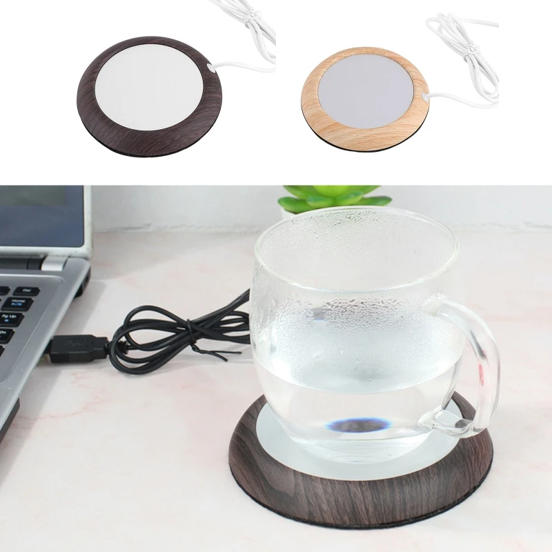

Wood Grain Cup Warmer Heat Beverage Mug Mat USB Keep Drink Heater Mugs Coaster Dropshipping