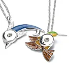 Новинка, одежда с изображением птицы Дельфин кнопки ожерелья для женщин металлическая Серебристая Цвет ожерелье 18 мм оснастки ювелирные изделия, Кулон, Ожерелье