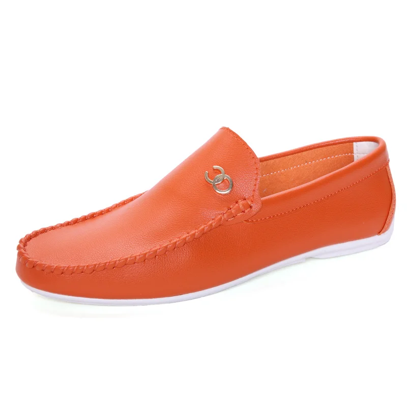 Wandai-F009-Orange Красные лоферы; коллекция года; летние мужские туфли на плоской подошве; Повседневный светильник; модная трендовая дышащая обувь для вождения без шнуровки; мужские лоферы; обувь из искусственной кожи - Цвет: Wandai-F009-Orange