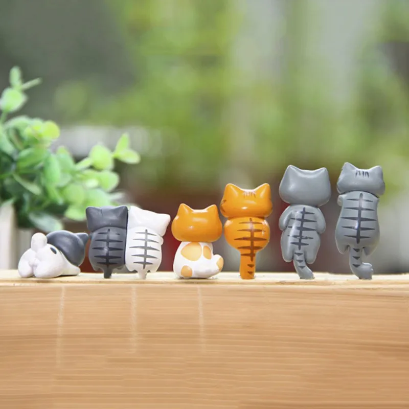 

Cute Cat Ornament Creative Girl Ornaments Student Personality Home Decoration Accessory Desktop Miniature Fairy Decor 6 Pcs/Set