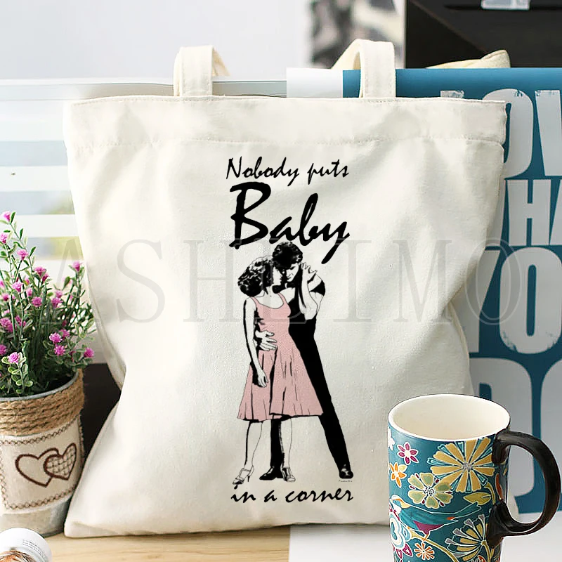 

Dirty Dancing Cartoon Shopping Bag Jute Bag Bolsa Shopper Bolso Shopping Handbag Bag Tote Reusable Net Ecobag Cabas Hand Bag