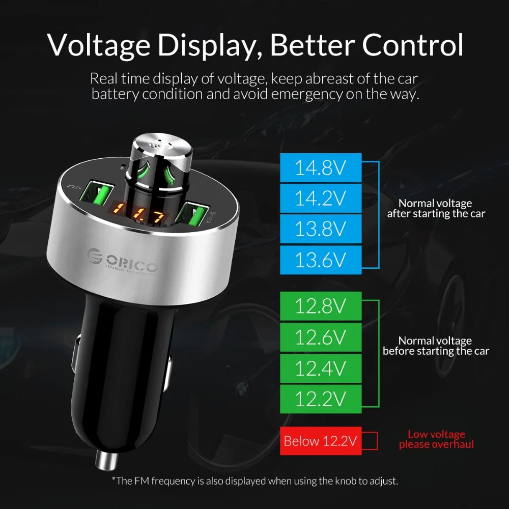 ORICO двойное автомобильное usb-устройство для зарядки телефона Bluetooth автомобильное зарядное устройство с u-диском TF кард-ридером автомобильное зарядное устройство для мобильного телефона планшета gps