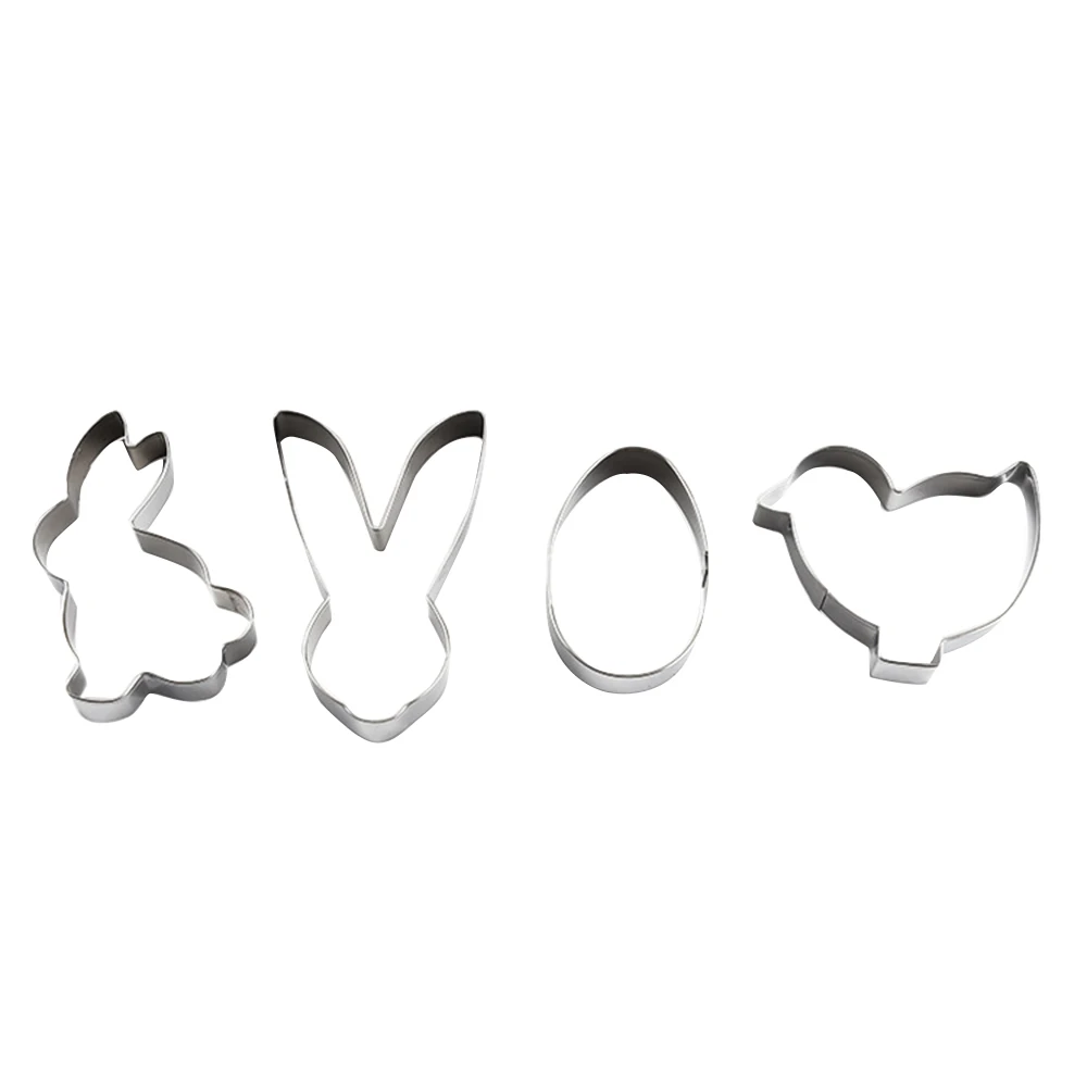 

4pcs Stainless Steel Cookie 3D Bunny Rabbit Mould Biscuit Mold Cutters Cake Pendant Kitchen Baking Tools for Easter Decoration