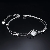 xiaoboacc shell double layer bracelet for women korean fashion silver chain bracelets on hand jewelry christmas gift