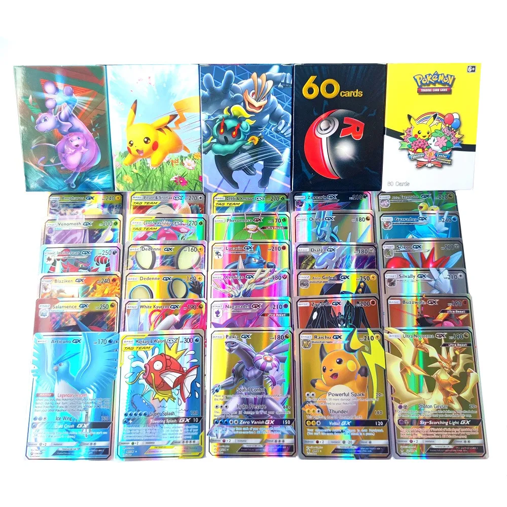 Pokemon Cards 20-300Pcs Pokemon 100Vmax EX TAG 300 GX Best Selling Children Battle English Version Game Tag Team Shining Card