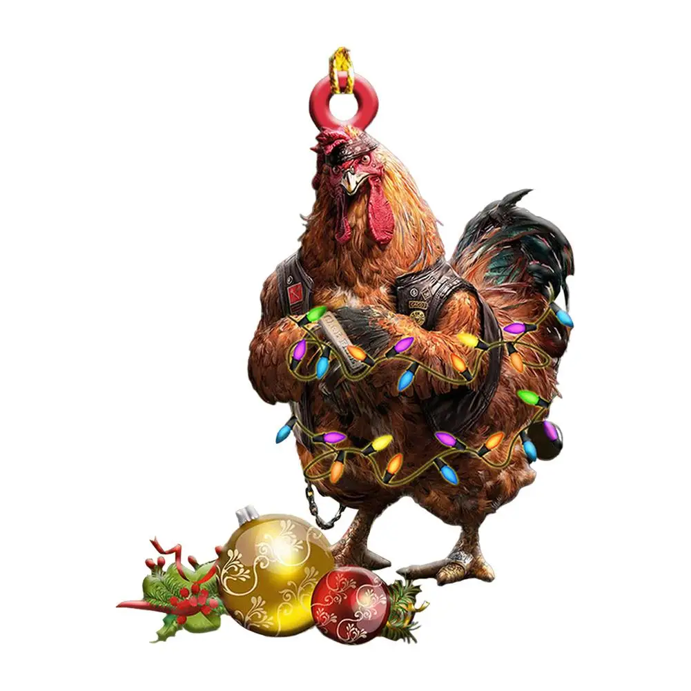 

Chicken Christmas Ornaments Durable Chicken Pendants With Lights Christmas Tree Decorations For Christmas Tree Decoration Craf