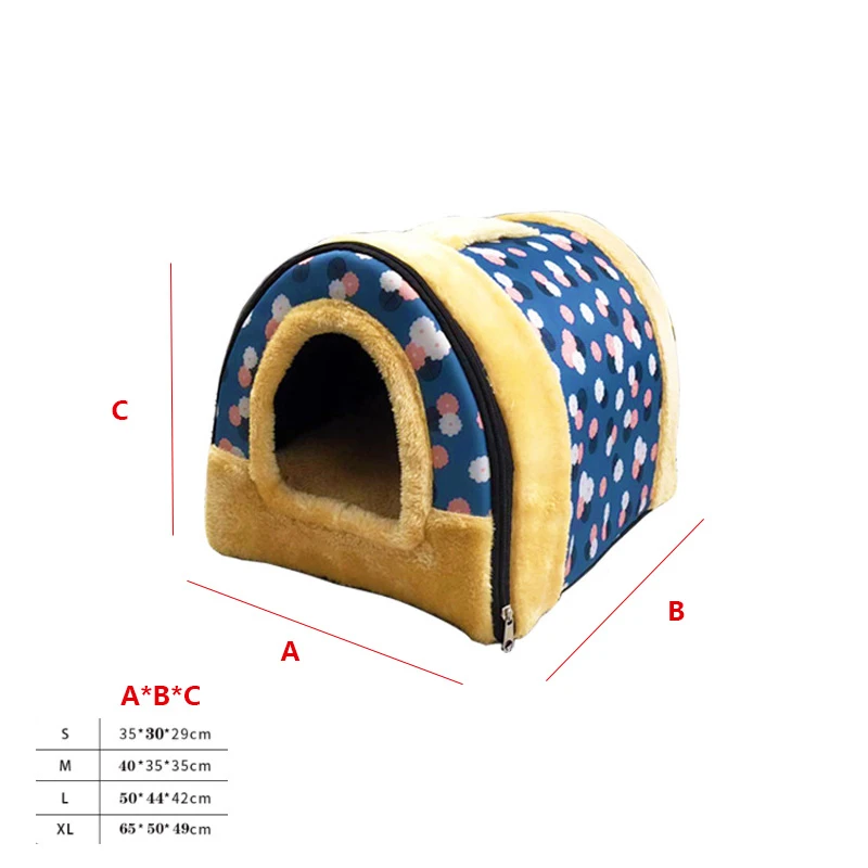 

Pet Dog Foldable House Soft Bed Home Decoration Accessories Dog Cat Printed Pattern Kennel Nest 4 Sizes Indoor Supplies