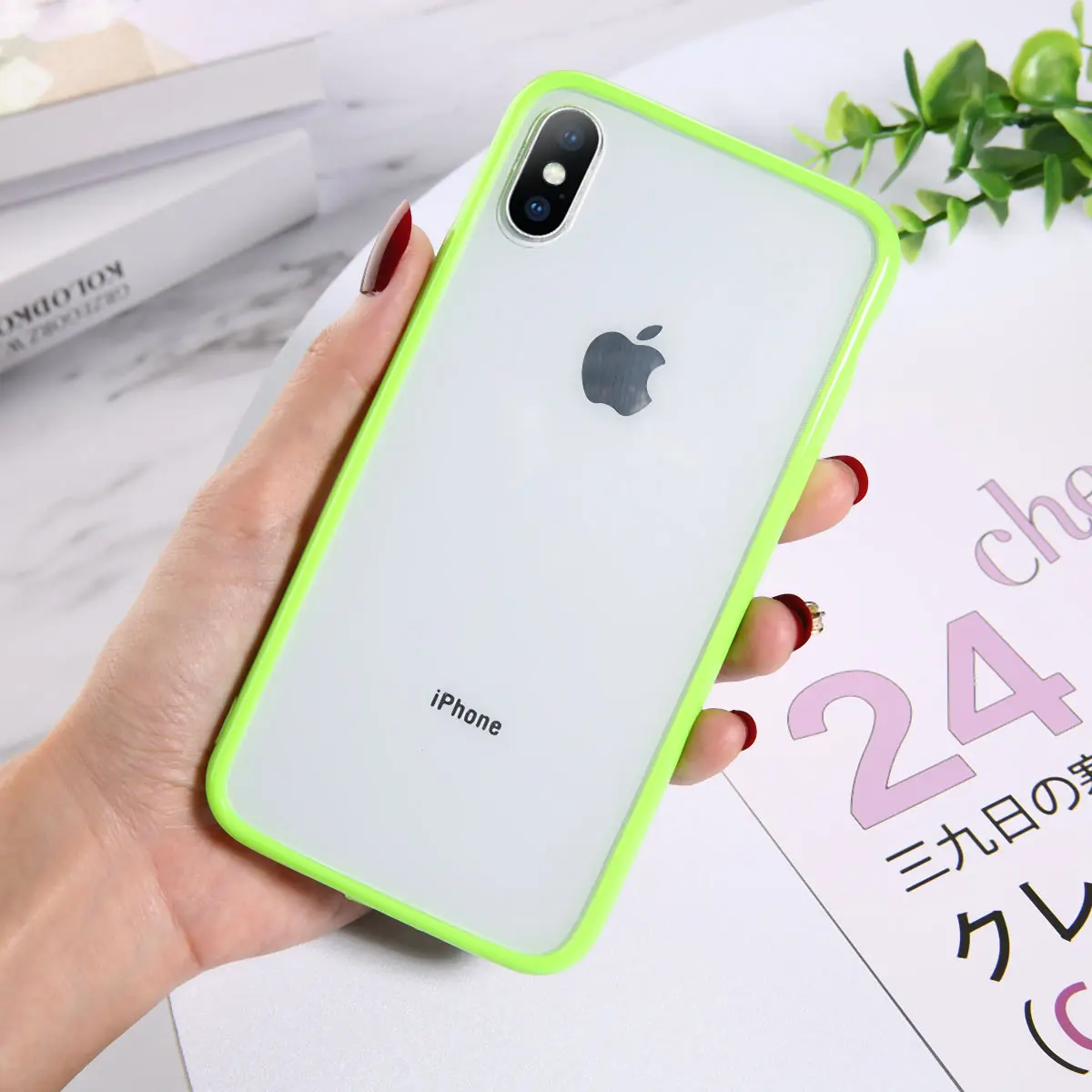 Зеленый Lovebay прозрачные Простые Чехлы для телефона для iphone 11 Pro X XR XS Max пары TPU акрил для iphone 11 6 6S 7 8 Plus чехол - Цвет: Зеленый