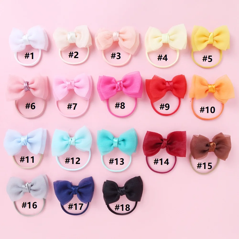 Оптовая продажа 60 шт./лот для новорожденных 4 &quot шифоновые банты нейлоновая