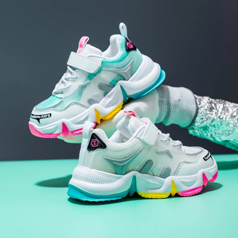 

New Arrival Autumn Sneakers Children Casual Outdoor Running Shoes Boys Girls Rainbow Bottom Dad Shoes Kids Zapatillas De Deporte