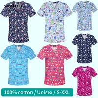 dentistry operating room workwear cotton tooth beauty nursing tops pet grooming doctor uniform print surgical scrubs tops unisex