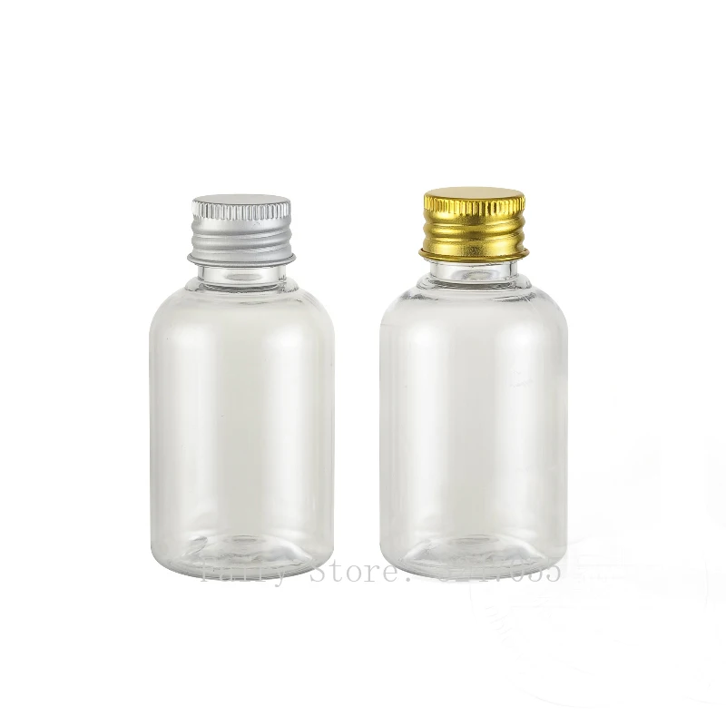 

50ml 50pcs/lot Empty PET Cosmetic Clear Emulsion Refillable Lotion Bottle with Aluminum Lid,DIY Portable Makeup Liquid Package