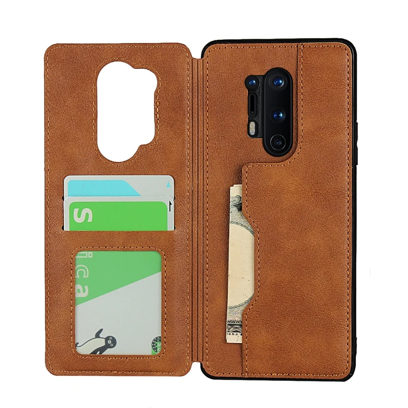lanyard leather flip wallet back case for oneplus 8 pro 7t pro card pocket stand holder phone cover for one plus 7 pro funda bag free global shipping