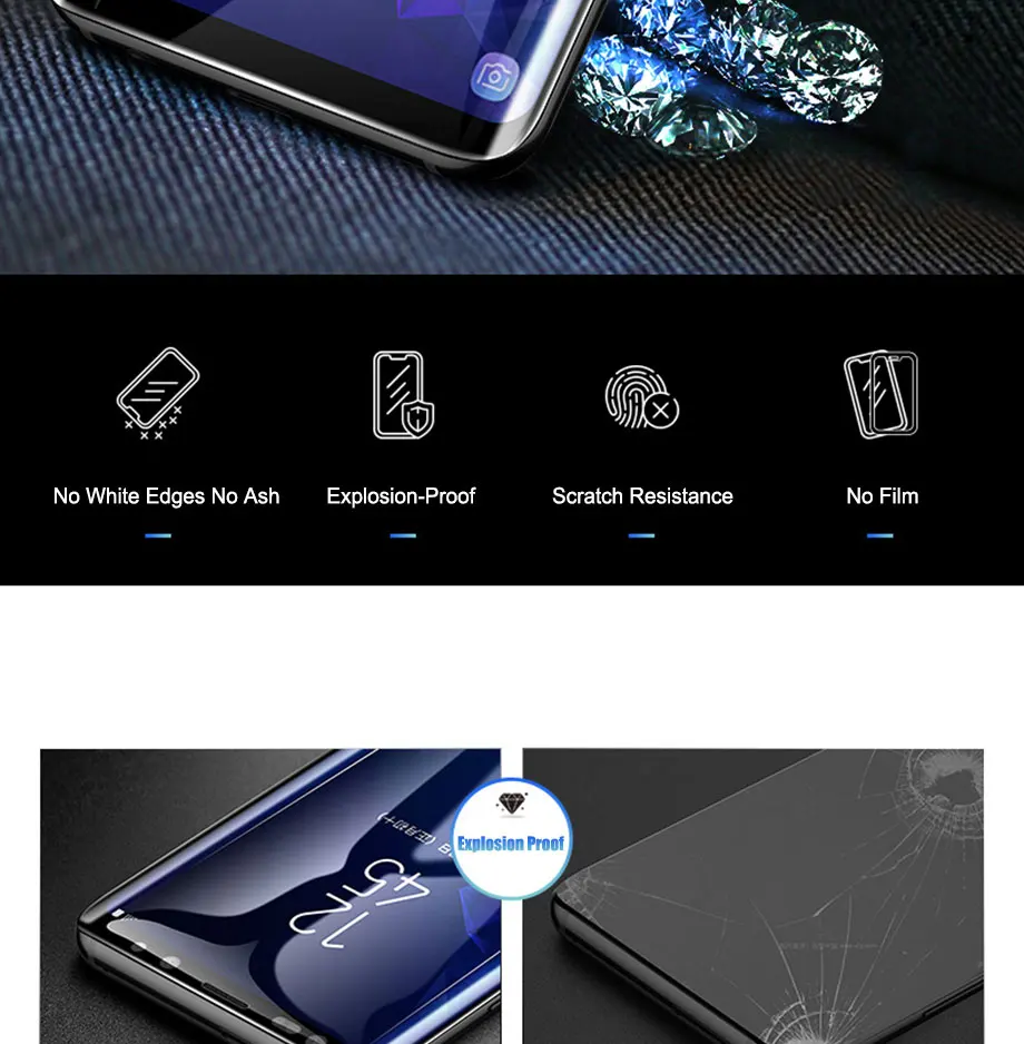 500D полностью изогнутое закаленное стекло для samsung Galaxy S9 S8 Plus Note 9 8 Защитная пленка для экрана на samsung S7 S6 Edge S9