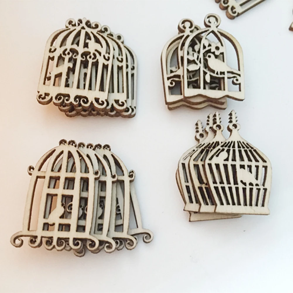 

50pcs/pack Party DIY Crafts Wooden Hanging Pendant Kids Scrapbooking Wall Art Gifts Photo Ornament Bird Cage Accessories Slices