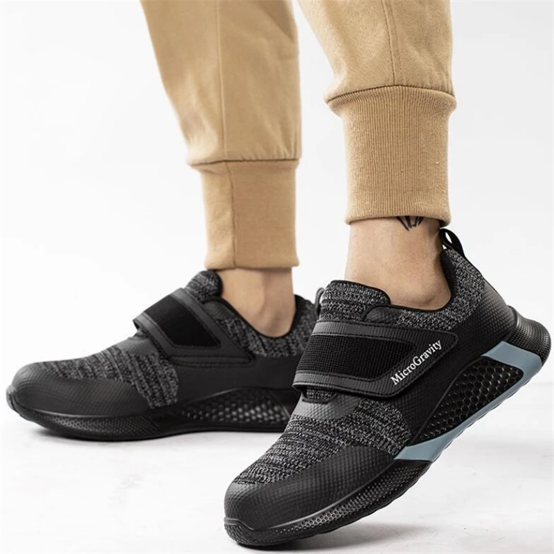 

Steel Toe Cap Safety Shoes for Men Hook&loop Breathable Anti-puncture Work Boots Non-Slip Protective Foot Men Working Shoes