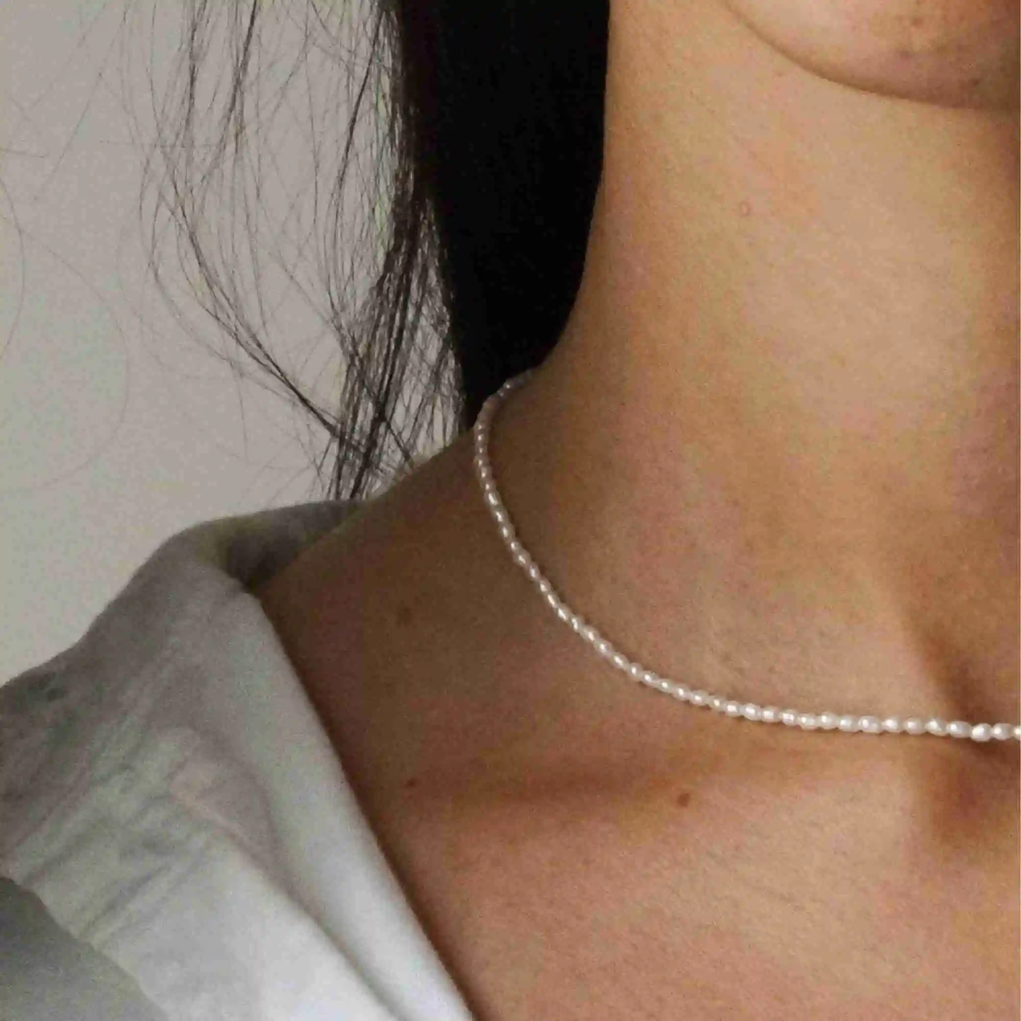

925 Silver Irregular Natural Freshwater Small Pearl Short Retro French Special-Interest Design Clavicle Chain Necklace