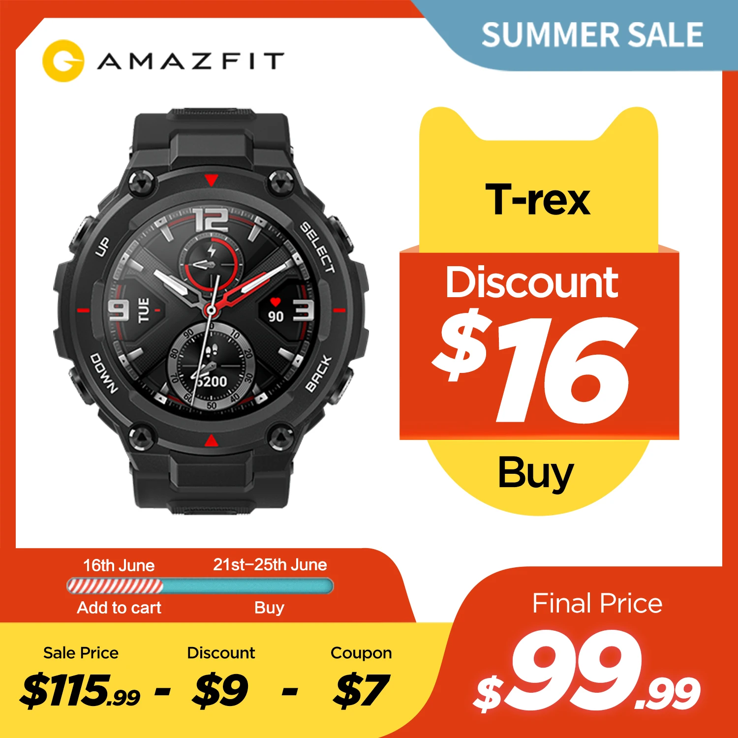  In stock 2020 CES Amazfit T-rex T rex Smartwatch 5ATM waterproof Smart Watch GPS/GLONASS AMOLED Screen for iOS Android 