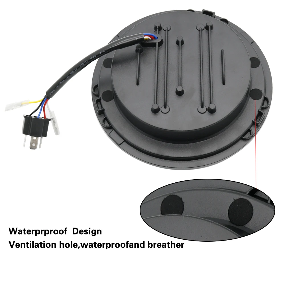 PMFC 2Psc 7 дюймовый светодиодный передние фары H4 с гало кольца янтарные Ангельские
