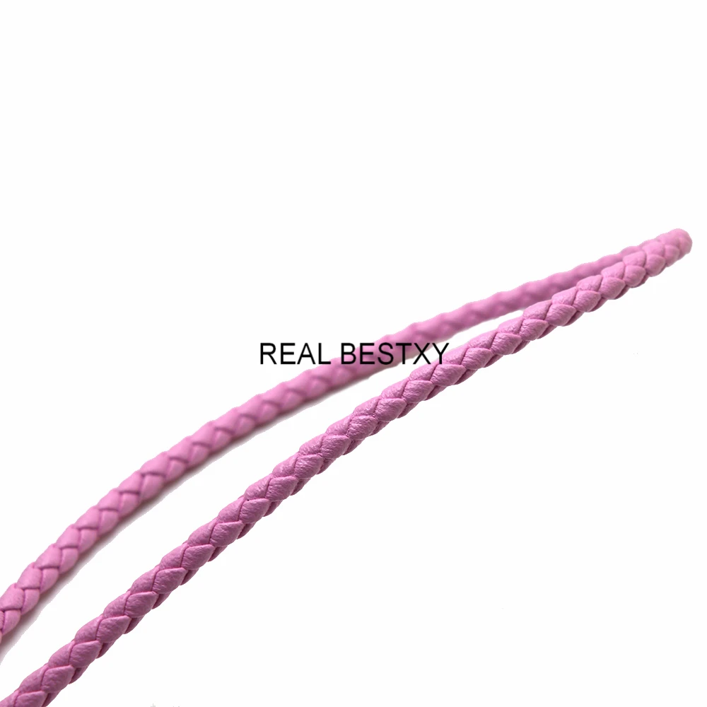 5 м/лот 4 мм круглый розовый плетеный кожаный ремешок шнур для работы браслетов