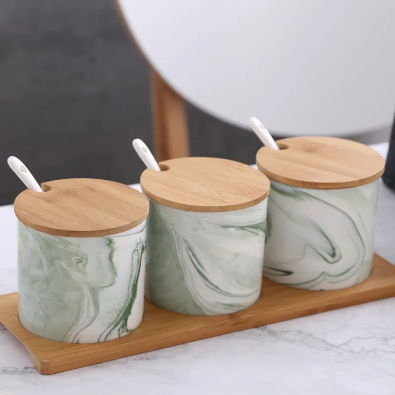 Фотоемкость для специй с трехсоставным мраморным рисунком оригинальная