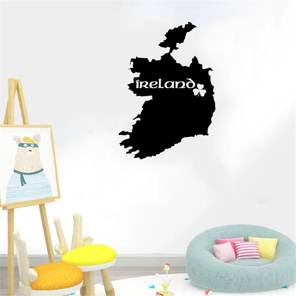 

Map of Ireland Dublin Shamrock Symbol Wall Sticker Home Decor For Living room Bedroom Vinyl Art Mural DW21642