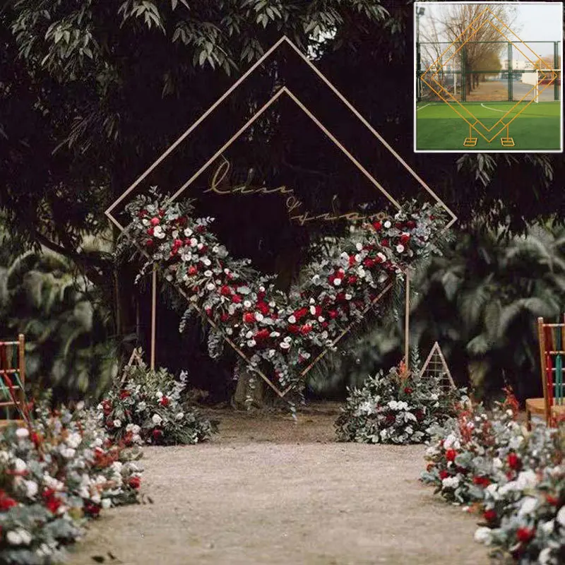Wedding props wrought iron diamond shelf geometry heterosexual arch flower door deep outdoor stand wedding decoration | Дом и сад