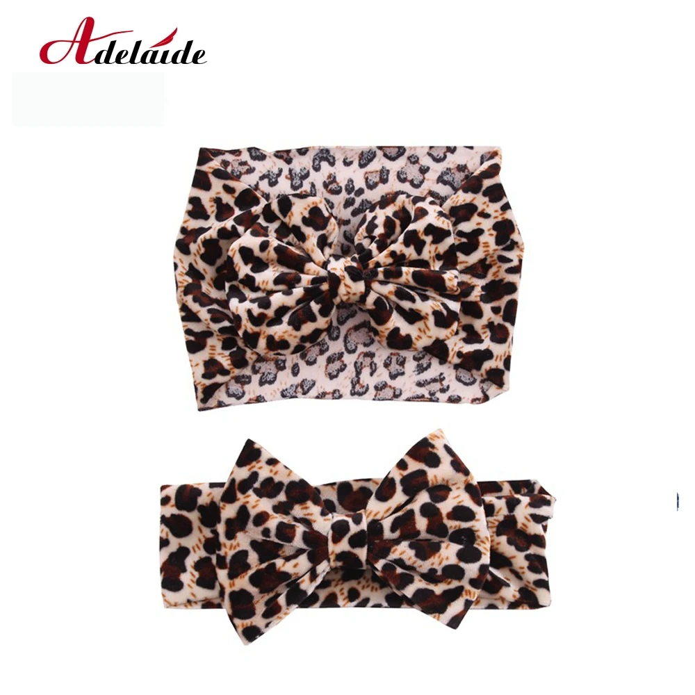 Дизайнерская бархатная повязка для волос с леопардовым принтом 5 дюймов бант