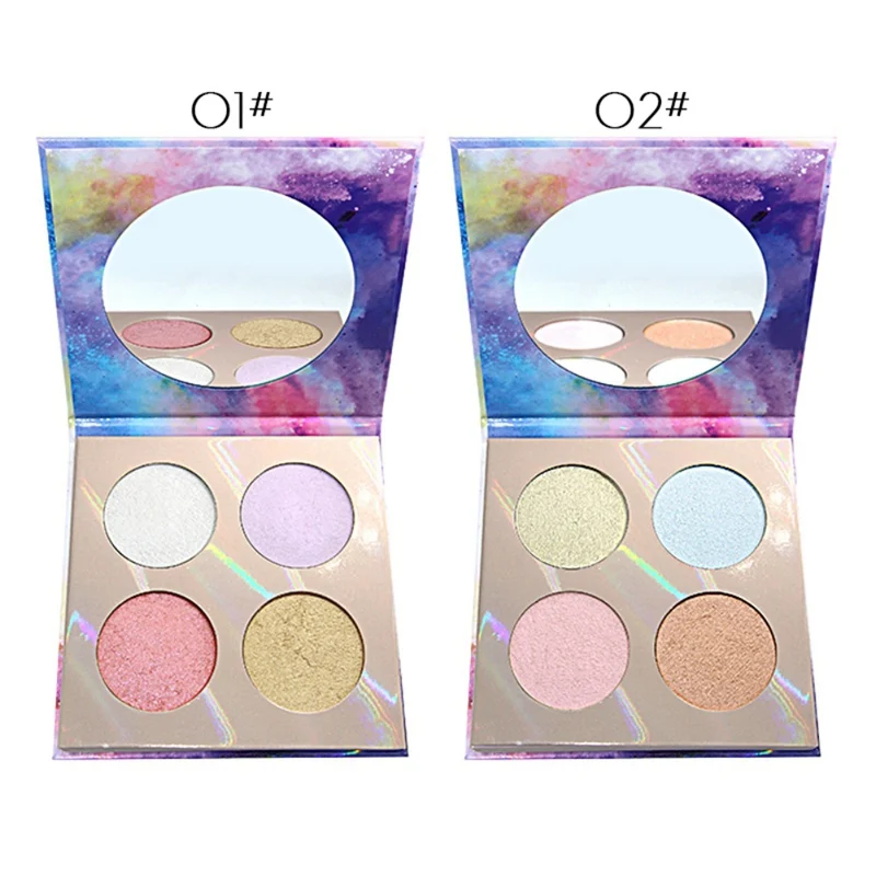 4-color Highlighter Palette Northern Lights Series Waterproof Long Lasting Shiny Color Luminous Face Powder N.w |